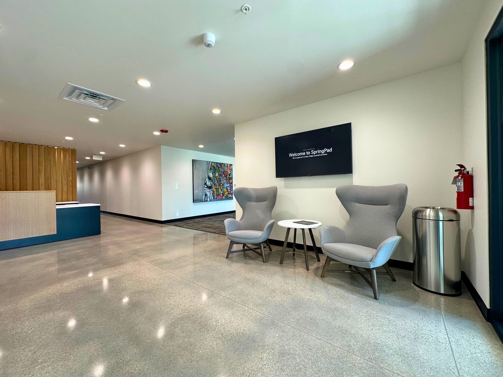 Front lobby and welcome desk at SpringPad in Lincoln, Nebraska