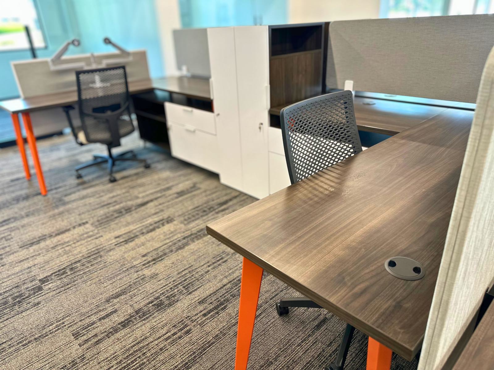 Dedicated desk with built in storage cabinet at SpringPad in Lincoln, Nebraska
