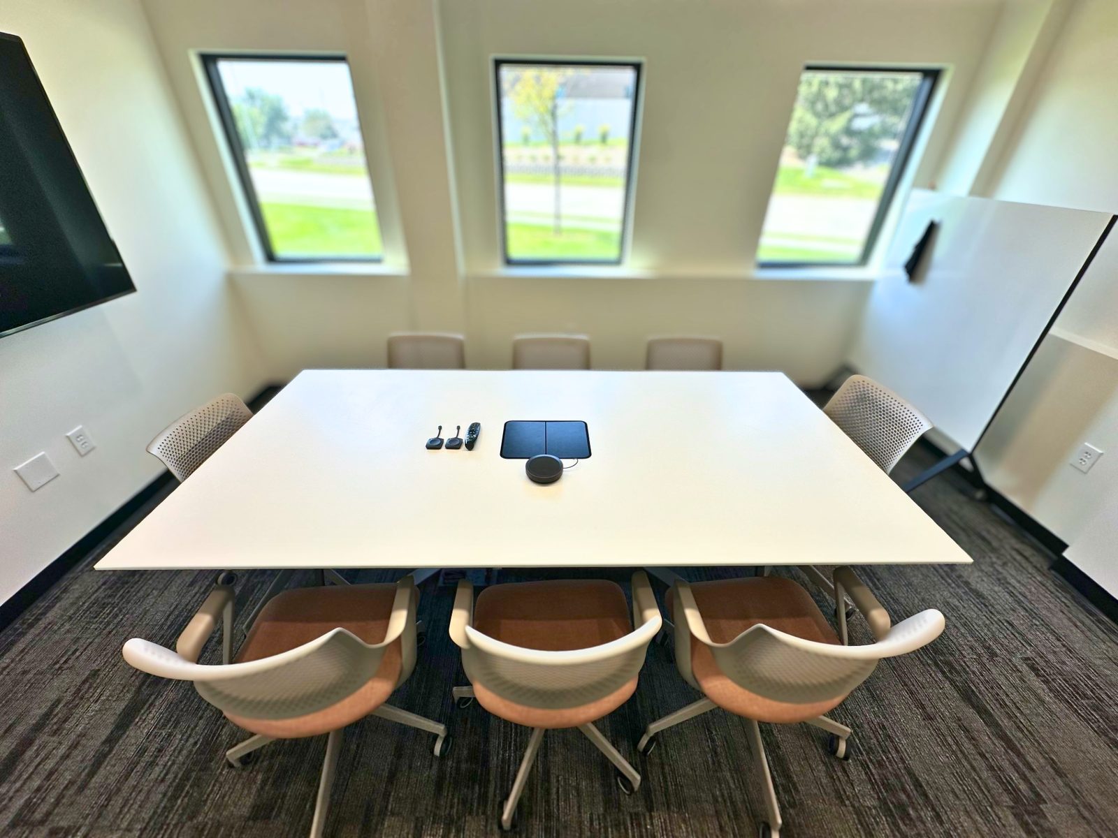 The Control Center, an eight-seat meeting room with three windows at SpringPad in Lincoln, Nebraska